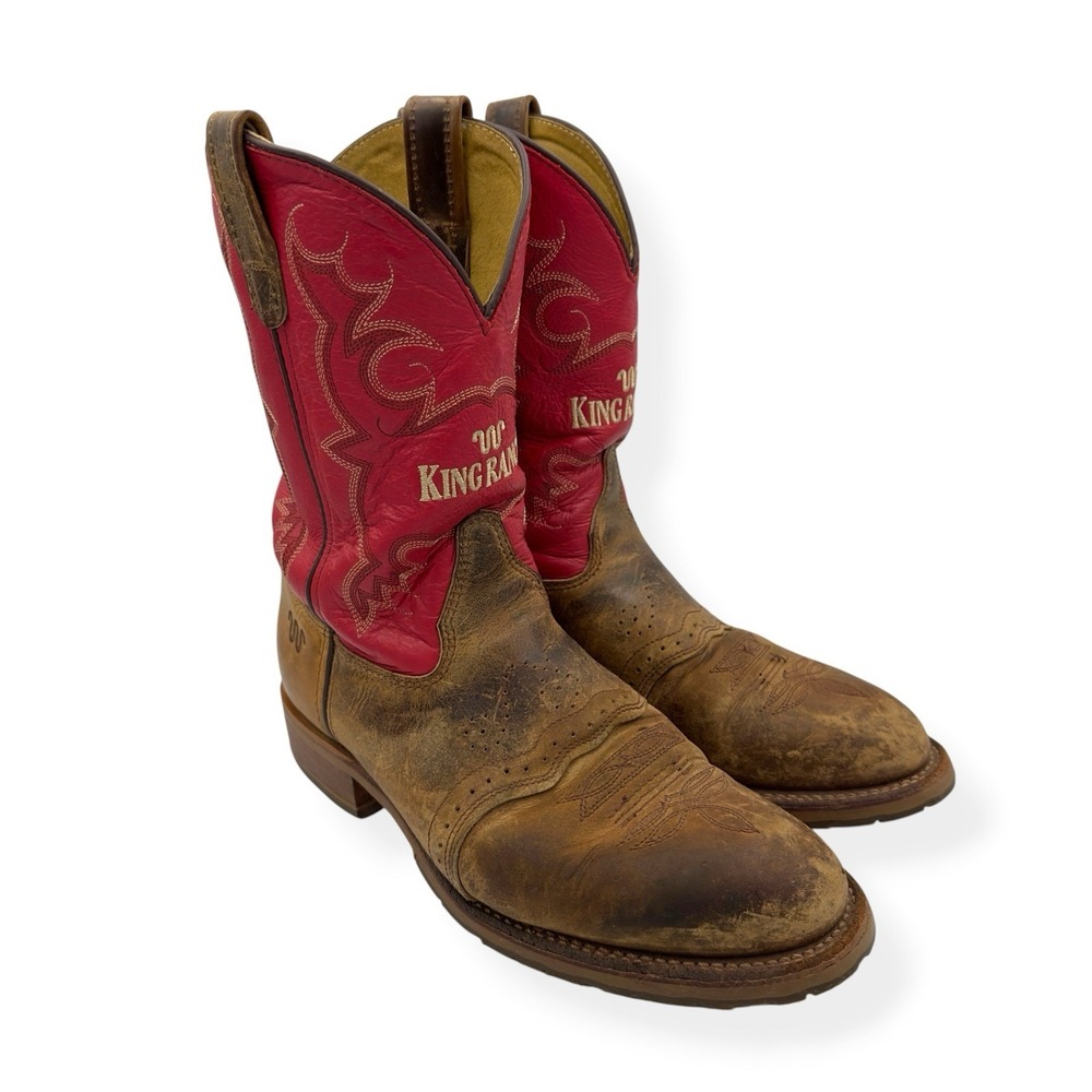 VTG Double H Cowboy Boots Mens 10.5 EE Red Leather King Ranch Oil Resistant Work